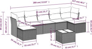 vidaXL 8-częsciowy zestaw mebli ogrodowych z poduszkami, beżowy, polirattan 3
