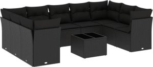 vidaXL 10-częściowy zestaw wypoczynkowy do ogrodu, poduszki czarny rattan PE 2