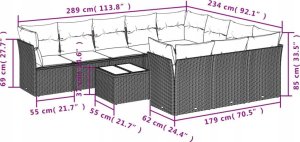 vidaXL 11-częściowy zestaw mebli ogrodowych z poduszkami, beżowy, polirattan 3