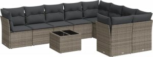 vidaXL 10-częściowy zestaw wypoczynkowy do ogrodu, z poduszkami, szary 2