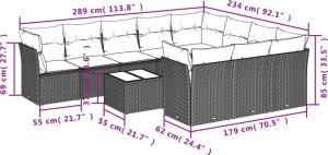 vidaXL 11-częściowy zestaw wypoczynkowy do ogrodu, poduszki czarny rattan PE 3