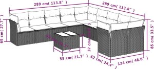 vidaXL 11-częściowy zestaw mebli ogrodowych z poduszkami, beżowy, polirattan 3