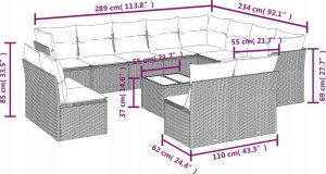 vidaXL 13-częściowy zestaw mebli ogrodowych z poduszkami, beżowy, polirattan 3