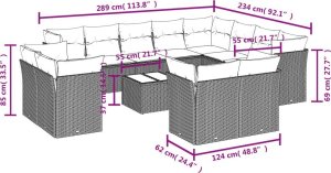 vidaXL 13-częściowy zestaw mebli ogrodowych z poduszkami, beżowy, polirattan 3
