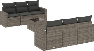 vidaXL 7-częściowy zestaw wypoczynkowy do ogrodu, z poduszkami, szary 2