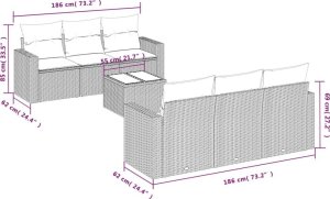 vidaXL 7-częściowy zestaw wypoczynkowy do ogrodu, z poduszkami, szary 3
