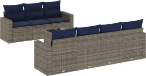 vidaXL 8-częściowy zestaw mebli ogrodowych z poduszkami, szary, polirattan 2