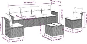 vidaXL 7-częściowy zestaw wypoczynkowy do ogrodu, z poduszkami, czarny 3
