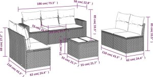 vidaXL 8-częściowy zestaw wypoczynkowy do ogrodu, z poduszkami, czarny 7