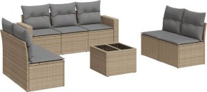 vidaXL 8-częściowy zestaw mebli ogrodowych z poduszkami, beżowy, polirattan 2
