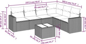 vidaXL 7-częściowy zestaw wypoczynkowy do ogrodu, z poduszkami, beżowy 3