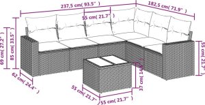 vidaXL 7-częściowy zestaw wypoczynkowy do ogrodu, z poduszkami, czarny 8
