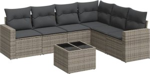vidaXL 7-częściowy zestaw wypoczynkowy do ogrodu, z poduszkami, szary 2