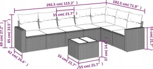 vidaXL 8-częściowy zestaw mebli ogrodowych z poduszkami, beżowy, polirattan 3