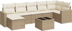 vidaXL 8-częściowy zestaw mebli ogrodowych z poduszkami, beżowy, polirattan 2