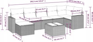 vidaXL 8-częściowy zestaw mebli ogrodowych z poduszkami, beżowy, polirattan 3