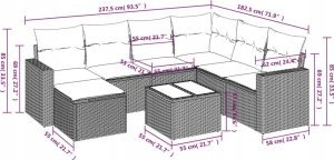 vidaXL 8-częściowy zestaw mebli ogrodowych z poduszkami, beżowy, polirattan 3