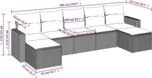 vidaXL 7-częściowy zestaw wypoczynkowy do ogrodu, z poduszkami, beżowy 3