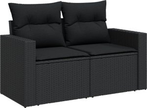 vidaXL 11-częściowy zestaw wypoczynkowy do ogrodu, poduszki czarny rattan PE 4