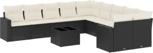 vidaXL 11-częściowy zestaw wypoczynkowy do ogrodu, poduszki czarny rattan PE 2