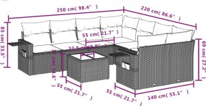 vidaXL 9-częściowy zestaw wypoczynkowy do ogrodu, z poduszkami, czarny 9
