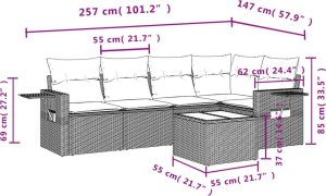 vidaXL 6-częściowy zestaw mebli ogrodowych z poduszkami, beżowy, polirattan 9