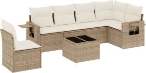 vidaXL 7-częściowy zestaw wypoczynkowy do ogrodu, z poduszkami, beżowy 2