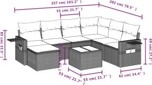 vidaXL 8-częsciowy zestaw mebli ogrodowych z poduszkami, beżowy, polirattan 9