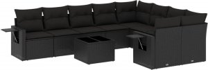 vidaXL 10-częściowy zestaw wypoczynkowy do ogrodu, poduszki czarny rattan PE 2