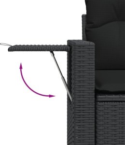 vidaXL 11-częściowy zestaw wypoczynkowy do ogrodu, poduszki czarny rattan PE 6