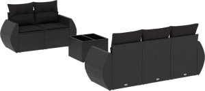 vidaXL 6-częściowy zestaw mebli ogrodowych z poduszkami, czarny polirattan 2