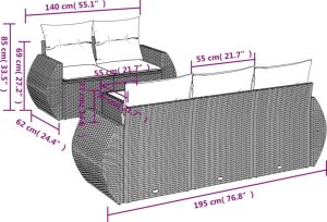 vidaXL 6-częściowy zestaw mebli ogrodowych z poduszkami, czarny polirattan 3