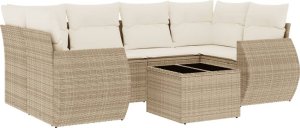 vidaXL 7-częściowy zestaw wypoczynkowy do ogrodu, z poduszkami, beżowy 2