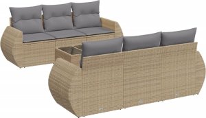 vidaXL 7-częściowy zestaw wypoczynkowy do ogrodu, z poduszkami, beżowy 2