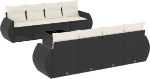 vidaXL 9-częściowy zestaw wypoczynkowy do ogrodu, z poduszkami, czarny 2