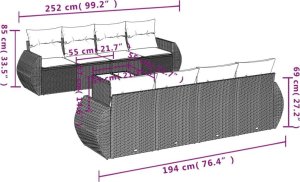 vidaXL 9-częściowy zestaw mebli ogrodowych z poduszkami, beżowy, polirattan 7