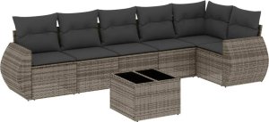 vidaXL 7-częściowy zestaw wypoczynkowy do ogrodu, z poduszkami, szary 2