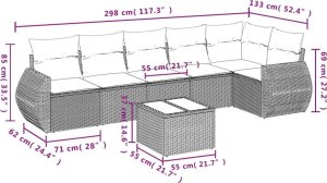 vidaXL 7-częściowy zestaw wypoczynkowy do ogrodu, z poduszkami, szary 8