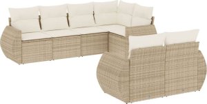 vidaXL 7-częściowy zestaw wypoczynkowy do ogrodu, z poduszkami, beżowy 2