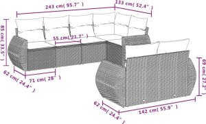 vidaXL 7-częściowy zestaw wypoczynkowy do ogrodu, z poduszkami, beżowy 7