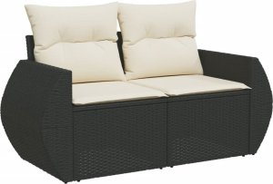 vidaXL 10-częściowy zestaw wypoczynkowy do ogrodu, poduszki czarny rattan PE 3