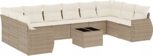 vidaXL 11-częsciowy zestaw mebli ogrodowych z poduszkami, beżowy, polirattan 2