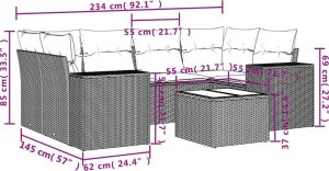 vidaXL 7-częsciowy zestaw wypoczynkowy do ogrodu, z poduszkami, czarny 8