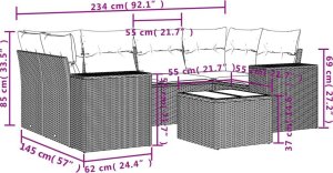 vidaXL 7-częsciowy zestaw wypoczynkowy do ogrodu, z poduszkami, czarny 8