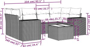 vidaXL 7-częsciowy zestaw wypoczynkowy do ogrodu, z poduszkami, beżowy 8