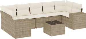 vidaXL 8-częsciowy zestaw mebli ogrodowych z poduszkami, beżowy, polirattan 2