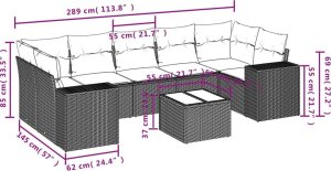 vidaXL 8-częsciowy zestaw mebli ogrodowych z poduszkami, beżowy, polirattan 8