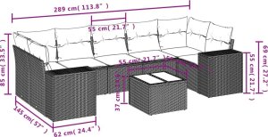 vidaXL 8-częsciowy zestaw wypoczynkowy do ogrodu, z poduszkami, czarny 8