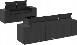 vidaXL 6-częsciowy zestaw mebli ogrodowych z poduszkami, czarny polirattan 2