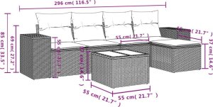 vidaXL 6-częściowy zestaw mebli ogrodowych z poduszkami, beżowy, polirattan 8
